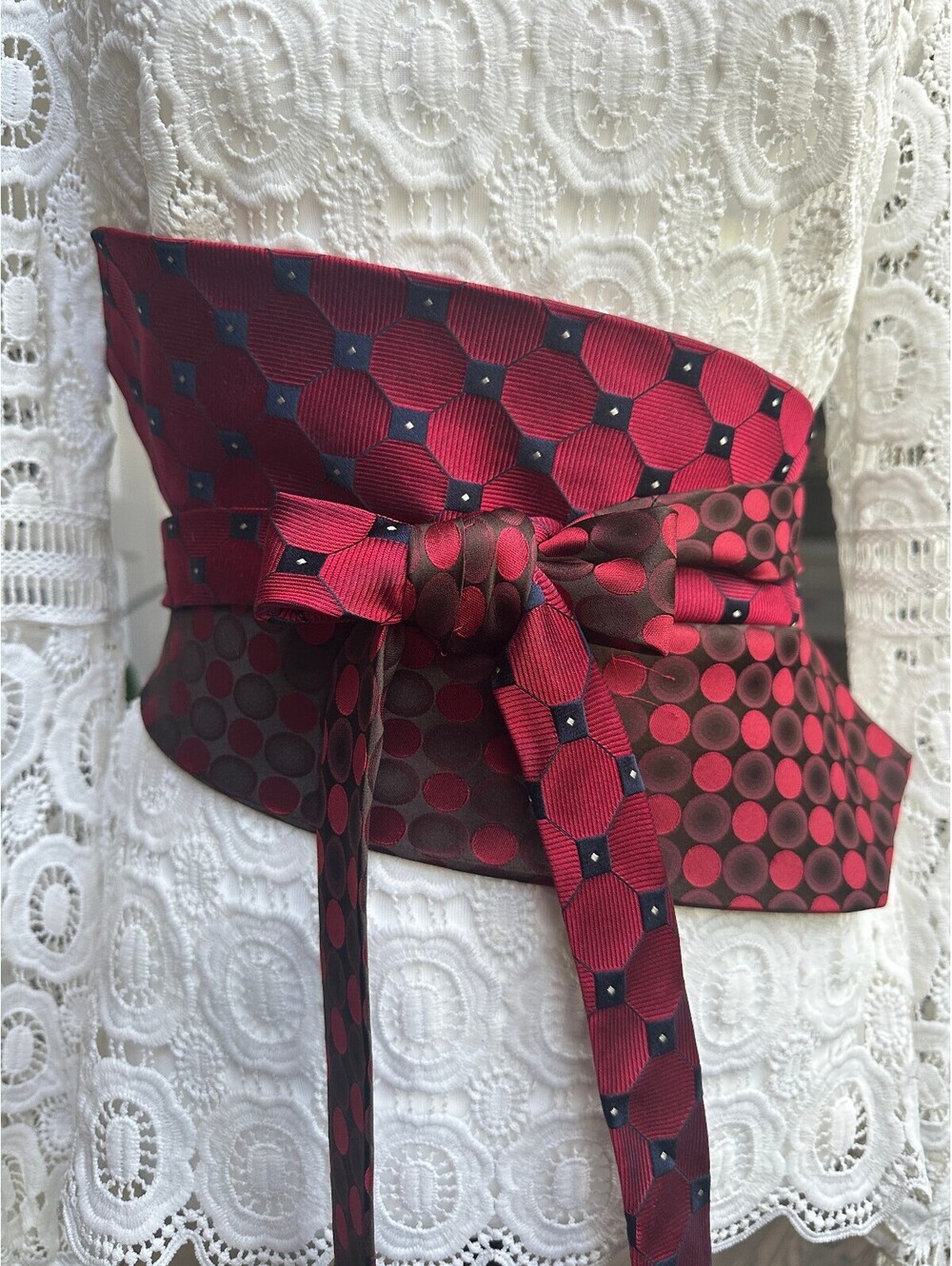 Upcycled Silk Obi Wrap Belt | Corset Waist Belt | OOAK | OS | Ruby Red